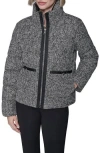 Karl Lagerfeld Paris Short Tweed Puffer Jacket In Gray