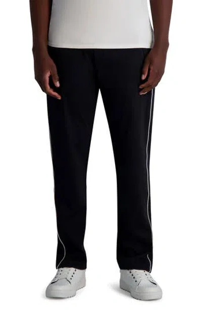 Karl Lagerfeld Paris Side Stripe Cotton Blend Performance Pants In Black