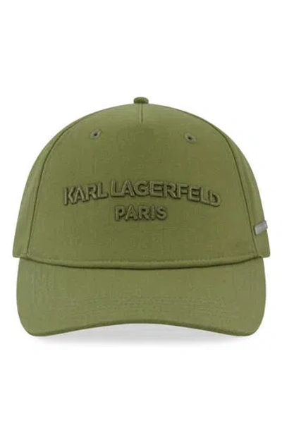 Karl Lagerfeld Paris Signature Embroidered Baseball Hat In Green