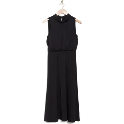 Karl Lagerfeld Paris Sleeveless Satin Back Crepe Midi Dress In Black
