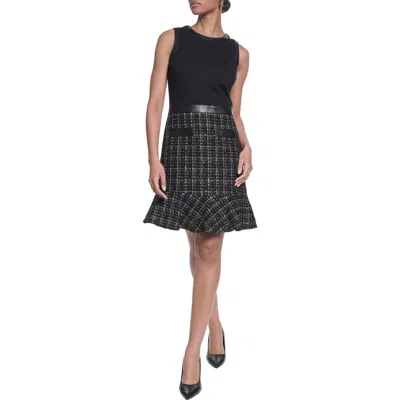 Karl Lagerfeld Paris Sleeveless Tweed Minidress In Black