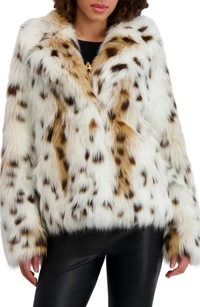 Karl Lagerfeld Paris Snow Leopard Spot Faux Fur Coat In Multi