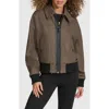 Karl Lagerfeld Paris Sparkle Herringbone Bomber Jacket In Brown Multi