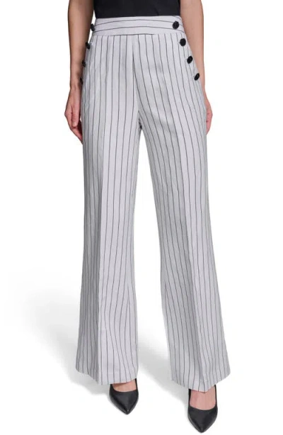 Karl Lagerfeld Paris Stripe Linen Blend Sailor Pants In Animal Print