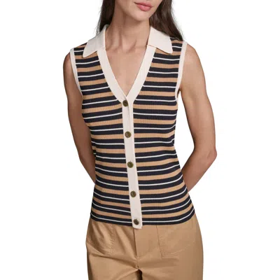 Karl Lagerfeld Paris Stripe Rib Vest In Brown
