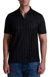 Karl Lagerfeld Paris Stripe Zip Front Polo In Black