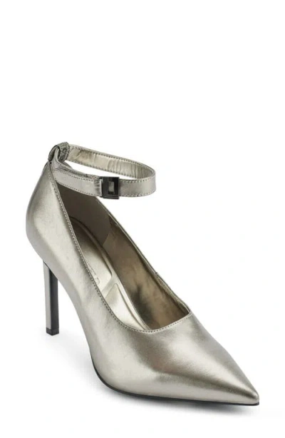 Karl Lagerfeld Paris Sury Ankle Strap Pump In Pewter