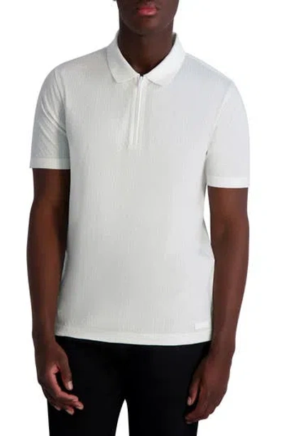 Karl Lagerfeld Paris Textured Quarter Zip Performance Polo In White