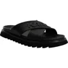 Karl Lagerfeld Paris Tumbled Leather Crisscross Slide Sandal In Black