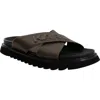 Karl Lagerfeld Paris Tumbled Leather Crisscross Slide Sandal In Brown