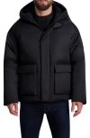 Karl Lagerfeld Twill Fleece Lined Hooded Down Jacket In Black