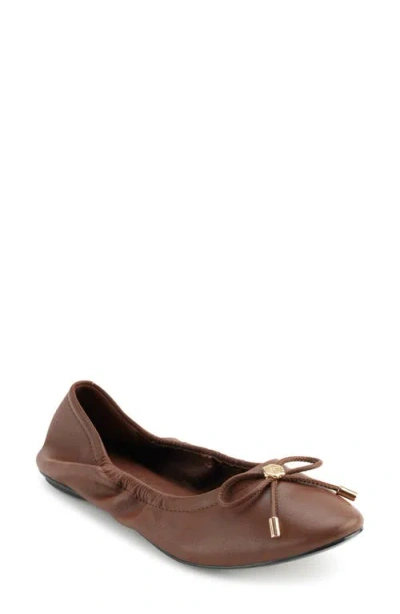 Karl Lagerfeld Paris Velma Metallic Ballet Flat In Cognac