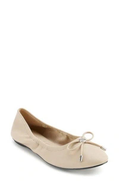 Karl Lagerfeld Paris Velma Metallic Ballet Flat In Dusty Beige