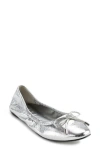 Karl Lagerfeld Paris Velma Metallic Ballet Flat In Silver