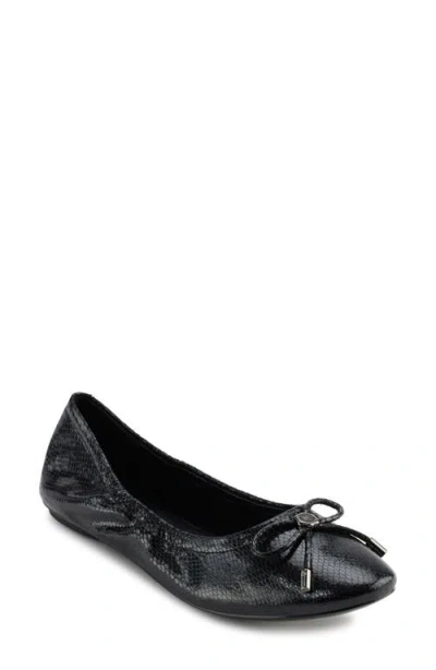 Karl Lagerfeld Paris Velma Snakeskin Embossed Ballet Flat In Black