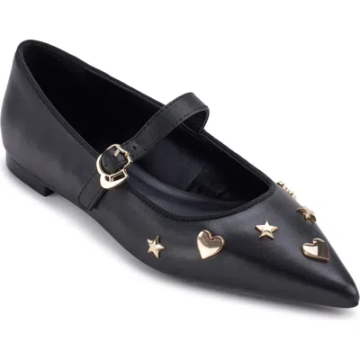 Karl Lagerfeld Paris Veyda Pointed Toe Mary Jane Flat In Black