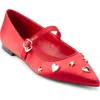Karl Lagerfeld Paris Veyda Pointed Toe Mary Jane Flat In Classic Red