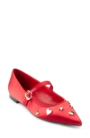 Karl Lagerfeld Paris Veyda Pointed Toe Mary Jane Flat In Classic Red