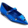 Karl Lagerfeld Paris Veyda Pointed Toe Mary Jane Flat In Cobalt
