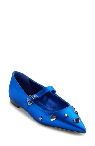 Karl Lagerfeld Paris Veyda Pointed Toe Mary Jane Flat In Cobalt Blue