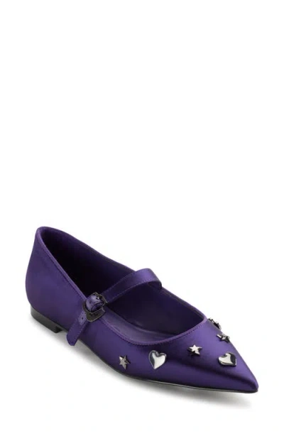 Karl Lagerfeld Paris Veyda Pointed Toe Mary Jane Flat In Deep Plum