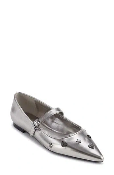 Karl Lagerfeld Paris Veyda Pointed Toe Mary Jane Flat In Gray