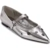 Karl Lagerfeld Paris Veyda Pointed Toe Mary Jane Flat In Pewter