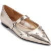 Karl Lagerfeld Paris Veyda Pointed Toe Mary Jane Flat In White Gold