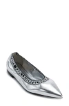 Karl Lagerfeld Paris Vinette Pointed Toe Flat In Silver