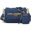 Karl Lagerfeld Voyage Quilted Denim Crossbody Bag In Blue