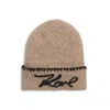Karl Lagerfeld Paris Whipstitch Karl Beanie In Brown