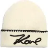 Karl Lagerfeld Paris Whipstitch Karl Beanie In White