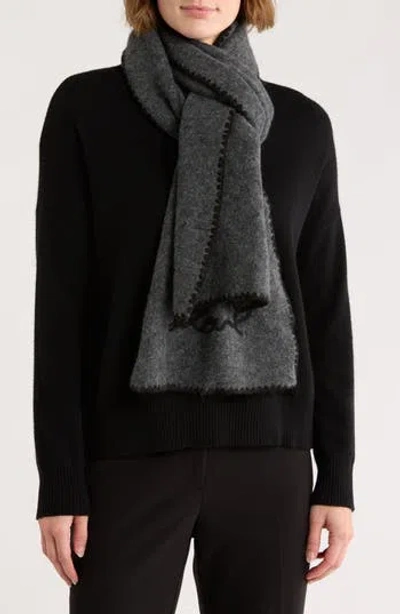 Karl Lagerfeld Paris Whipstitch Logo Scarf In Gray