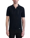 Karl Lagerfeld Paris White Label Cotton Perforated Knit Polo In Black