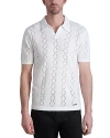 Karl Lagerfeld Paris White Label Cotton Perforated Knit Polo In White