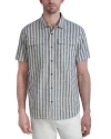 KARL LAGERFELD PARIS WHITE LABEL COTTON TEXTURED STRIPE SHORT SLEEVE SHIRT