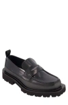 Karl Lagerfeld Paris White Label Lug Sole Penny Loafer In Black
