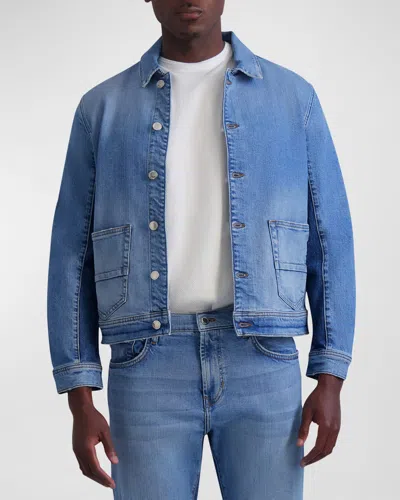 Karl Lagerfeld Paris White Label Men's Colorblock Denim Shirt Jacket In Indigo