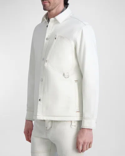 Karl Lagerfeld Paris White Label Denim Asymmetric Pocket Shirt Jacket In Natural