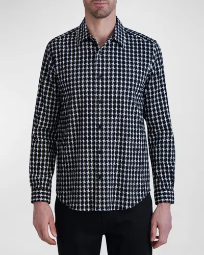Karl Lagerfeld Paris White Label Houndstooth Check Shirt In White/black