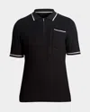 Karl Lagerfeld Paris White Label Men's Ribbed Mesh Polo Sweater In Black/white
