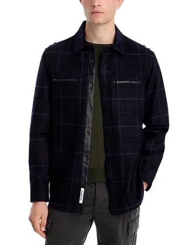 Karl Lagerfeld Paris White Label Plaid Shirt Jacket In Blue