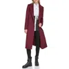Karl Lagerfeld Paris Wool Blend Double Breasted Coat In Burgundy
