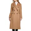 Karl Lagerfeld Wool Blend Double Breasted Coat In Camel
