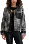 Karl Lagerfeld Paris Wool Blend Felt Crop Jacket In Black