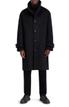 Karl Lagerfeld Paris Wool Blend Top Coat In Black
