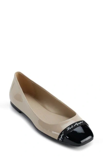 Karl Lagerfeld Paris Zayne Cap Toe Ballet Flat In Nude,black