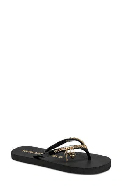 Karl Lagerfeld Paris Zemira Chain Flip Flop In Black