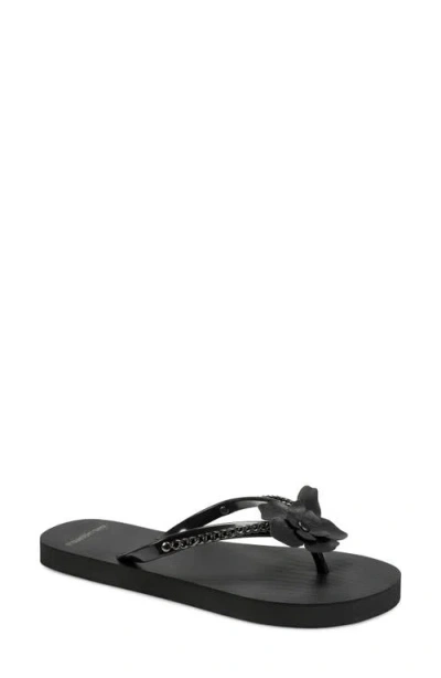 Karl Lagerfeld Paris Zemira Flower Flip Flop In Black