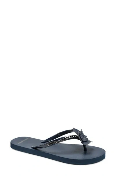 Karl Lagerfeld Paris Zemira Flower Flip Flop In New Navy